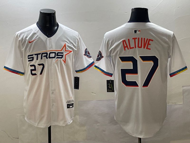 Men Houston Astros 27 Altuve White Fourth generation Joint Name 2025 Nike MLB Jersey style 3